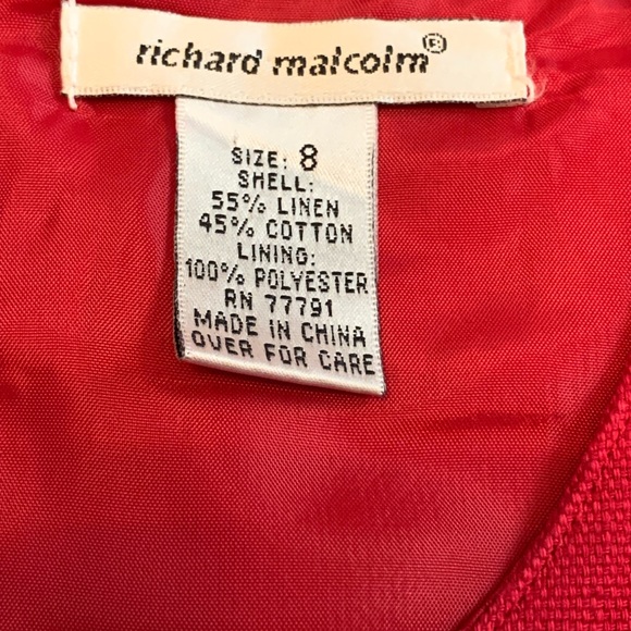 Women’s Red Linen Sheath Dress Size 8 Career Office Casual sleeveless Summer - Picture 3 of 9